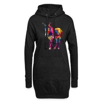 Bunter Esel Pop-Art Stil - Hoodie-Kleid - Schwarz - Vorne