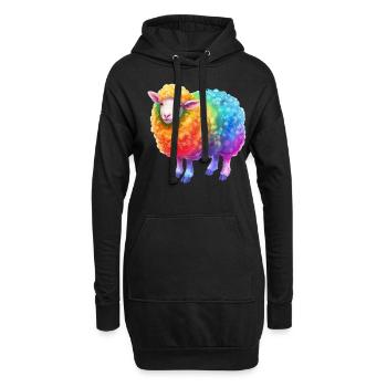Regenbogenschaf Farmtier für Tierliebhaber - Hoodie-Kleid - Schwarz - Vorne
