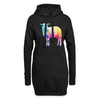 Schaf mit Regenbogen Shepherd-Farmtier - Hoodie-Kleid - Schwarz - Vorne