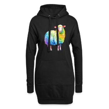 Buntes Schaf - Rainbow Sheep Farm Animal Farmer - Hoodie-Kleid - Schwarz - Vorne