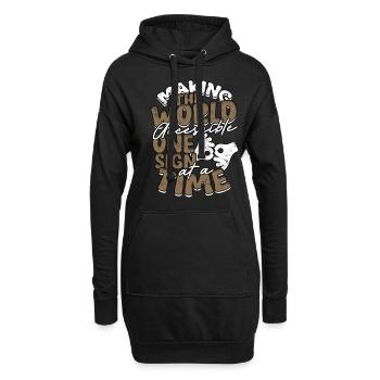 ASL Dolmetscher Gebärdensprache - Hoodie-Kleid - Schwarz - Vorne