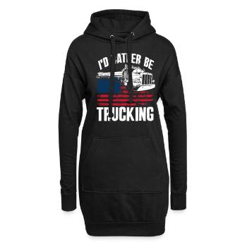 Chauffeur de camion Conduite de camion Drapeau des États-Unis - Sweat-shirt à capuche long Femme - noir - Devant