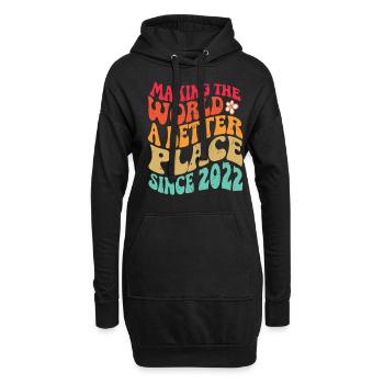 2022 Geburtstag Vintage Hippie Groovy - Hoodie-Kleid - Schwarz - Vorne