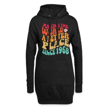1968 Geburtstag Vintage Hippie Groovy - Hoodie-Kleid - Schwarz - Vorne