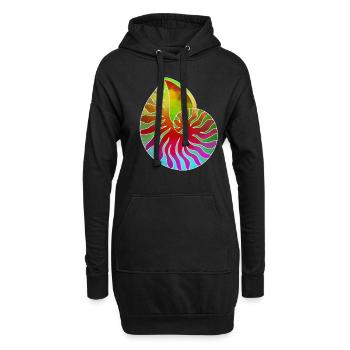 Coquillage violet vert rouge - Sweat-shirt à capuche long Femme - noir - Devant