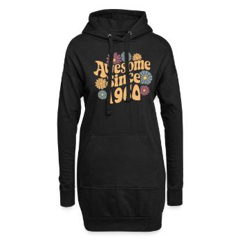 Génial depuis 1960 Anniversaire floral rétro - Sweat-shirt à capuche long Femme - noir - Devant