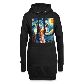 Chat américain à poil court Peinture de nuit étoilée - Sweat-shirt à capuche long Femme - noir - Devant