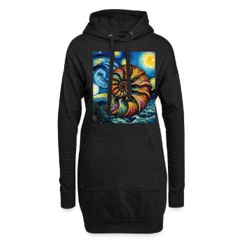 Ammonit Fossil Paläontologe Sternennacht Malerei - Hoodie-Kleid - Schwarz - Vorne