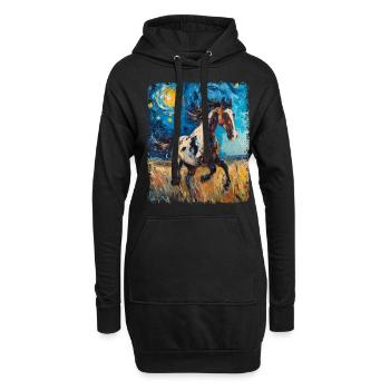 Appaloosa Cheval Nuit étoilée Peinture - Sweat-shirt à capuche long Femme - noir - Devant