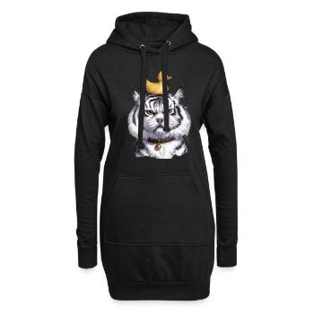 Niedliche Katze mit Ente auf dem Kopf für Kinder - Hoodie-Kleid - Schwarz - Vorne