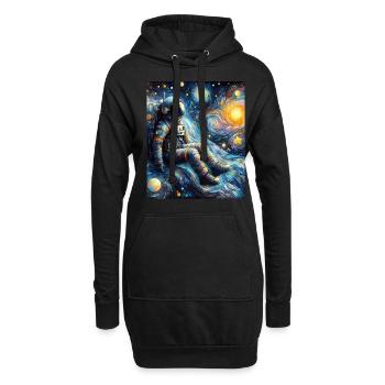 astronaute planète spatiale nuit étoilée peinture - Sweat-shirt à capuche long Femme - noir - Devant