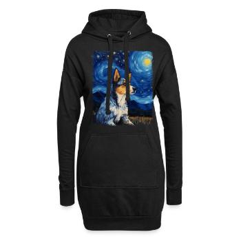 Australian Cattle Dog Hund Sternennacht Gemälde - Hoodie-Kleid - Schwarz - Vorne