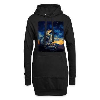 Kugelpython Schlange Sternennacht Gemälde - Hoodie-Kleid - Schwarz - Vorne