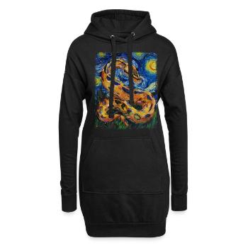 Kugelpython Schlange Sternennacht Gemälde - Hoodie-Kleid - Schwarz - Vorne