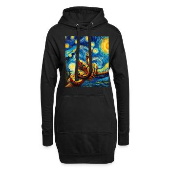 Kugelpython Schlange Sternennacht Gemälde - Hoodie-Kleid - Schwarz - Vorne
