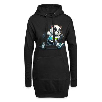 Cute Marathon Runner Panda - Hoodie-Kleid - Schwarz - Vorne