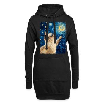 Chat de Birmanie Peinture Nuit étoilée - Sweat-shirt à capuche long Femme - noir - Devant