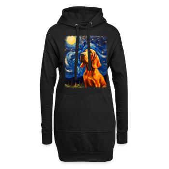Bluthund Hund Sternennacht Gemälde - Hoodie-Kleid - Schwarz - Vorne