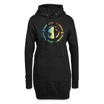 Rette Tiere Recyceln Tag Der Erde, Rette Den Ozean - Hoodie-Kleid - Schwarz - Vorne