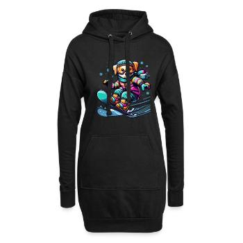 Cute Snowboarder Dog - Hoodie-Kleid - Schwarz - Vorne