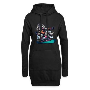 Cute Snowboarder Horse - Hoodie-Kleid - Schwarz - Vorne