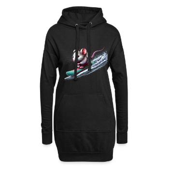 Souris snowboarder mignonne - Sweat-shirt à capuche long Femme - noir - Devant