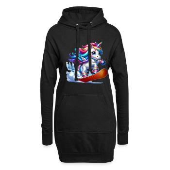 Licorne Snowboarder mignonne - Sweat-shirt à capuche long Femme - noir - Devant