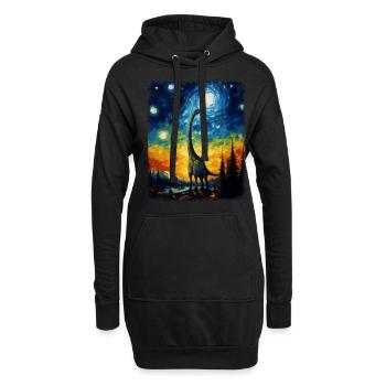 Brachiosaure dinosaure Nuit étoilée Peinture - Sweat-shirt à capuche long Femme - noir - Devant