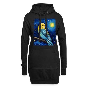 Wellensittich Wellensittich Papagei Vogel Starry N - Hoodie-Kleid - Schwarz - Vorne