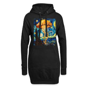 Méduse Océan Nuit étoilée Peinture - Sweat-shirt à capuche long Femme - noir - Devant
