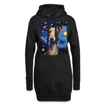 Italienischer Windhund Hund Hund Sternennacht Gemä - Hoodie-Kleid - Schwarz - Vorne