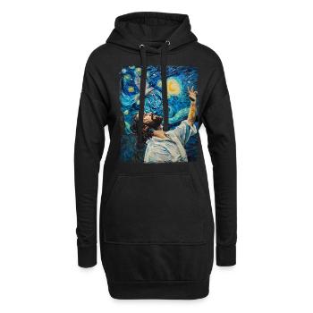 Jesus Weiße Taube Christliche Sternennacht Malerei - Hoodie-Kleid - Schwarz - Vorne