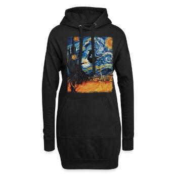 Sorcière Halloween Sorcières Occulte Nuit étoilée Peinture - Sweat-shirt à capuche long Femme - noir - Devant