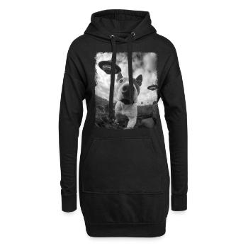 American Bull Terrier Chien OVNI Alien Alien Alien - Sweat-shirt à capuche long Femme - noir - Devant