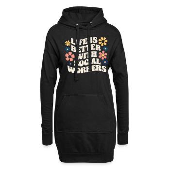 La vie est meilleure avec les travailleurs sociaux - Sweat-shirt à capuche long Femme - noir - Devant