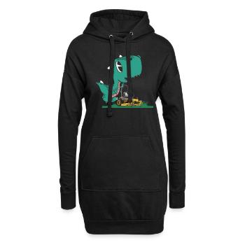 Landschaftsgärtner Dino - Hoodie-Kleid - Schwarz - Vorne