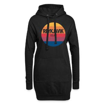 Retro Sonnenuntergang Souvenir Reykjavik Island - Hoodie-Kleid - Schwarz - Vorne