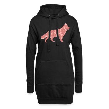 Berger Blanc, Chien, Berger Allemand, - Sweat-shirt à capuche long Femme - noir - Devant