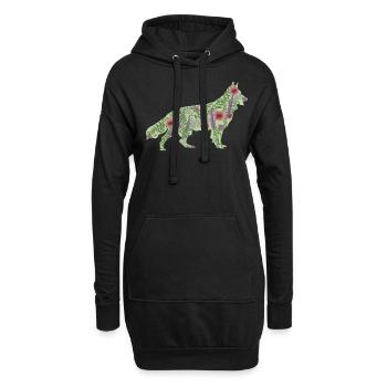 Fleurs de chien de berger blanc - Sweat-shirt à capuche long Femme - noir - Devant