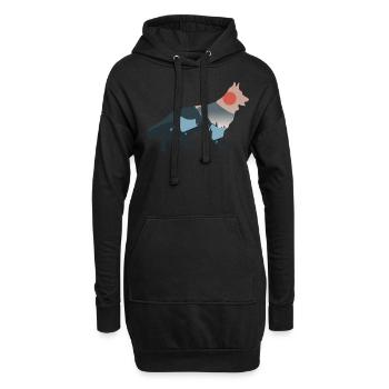 White Shepherd Dog Camping Outdoor - Hoodie-Kleid - Schwarz - Vorne