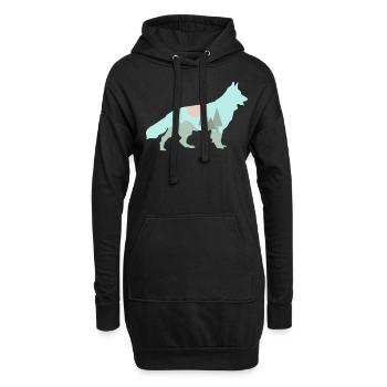 Berger Blanc Chien Forêt Extérieur - Sweat-shirt à capuche long Femme - noir - Devant