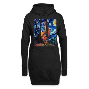 Ferme de poulets Ferme Nuit étoilée Peintres - Sweat-shirt à capuche long Femme - noir - Devant