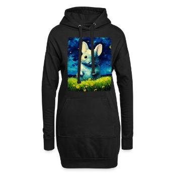 Chinchilla Mignon Peinture Nuit Étoilée - Sweat-shirt à capuche long Femme - noir - Devant