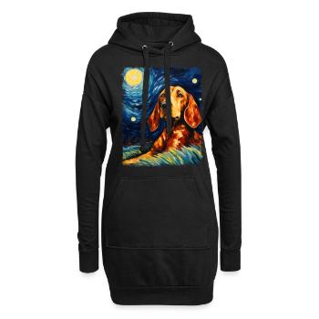 Coonhound chien Nuit étoilée Peinture - Sweat-shirt à capuche long Femme - noir - Devant