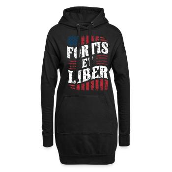 Amerikanische Flagge Fortis et Liber Patriotische Freiheit - Hoodie-Kleid - Schwarz - Vorne
