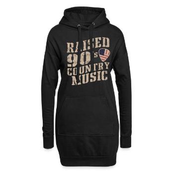 Raised 90's Country Music Liebhaber - Hoodie-Kleid - Schwarz - Vorne