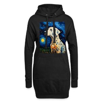 Chien dalmatien Nuit étoilée Peinture - Sweat-shirt à capuche long Femme - noir - Devant