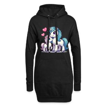 Loving Unicorn Parent with Child - Hoodie-Kleid - Schwarz - Vorne