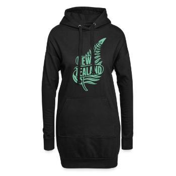 New Zealand Souvenir Stilvolles Farnmotiv - Hoodie-Kleid - Schwarz - Vorne