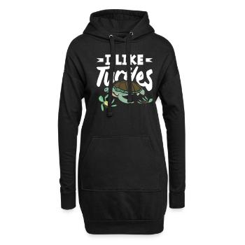 Tortue Tortue Mer Cadeau - Sweat-shirt à capuche long Femme - noir - Devant